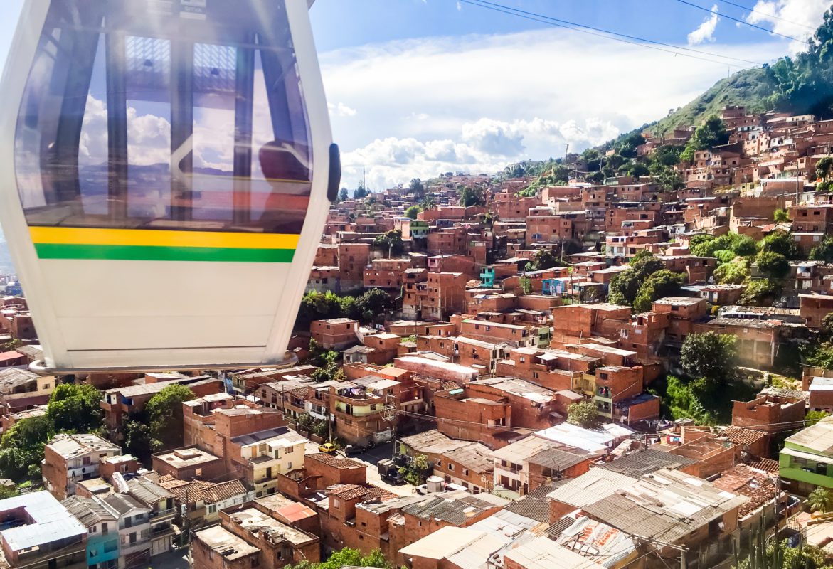 Medellin Metrocable gondolas transport both residents and tourists